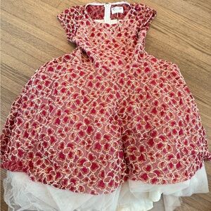 Joyfolie Red and White Lace Detail Dress